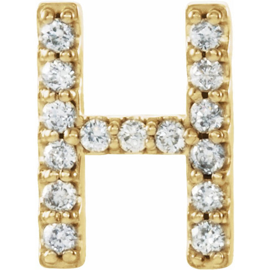 14K Yellow .06 CTW Diamond Single Initial H Earring