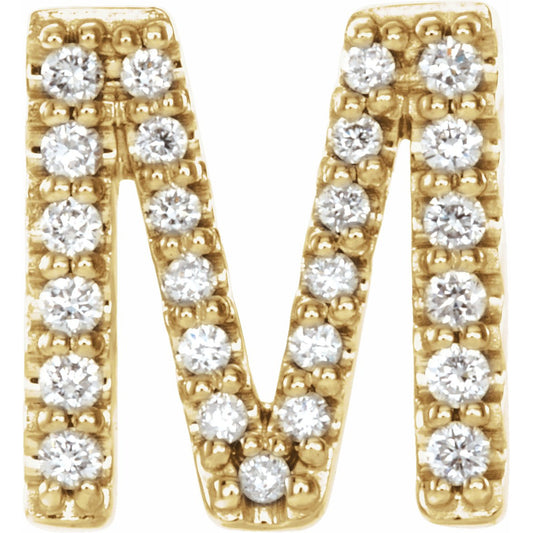14K Yellow .08 CTW Diamond Single Initial M Earring