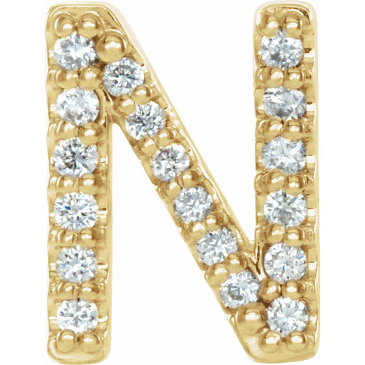 14K Yellow .06 CTW Diamond Single Initial N Earring