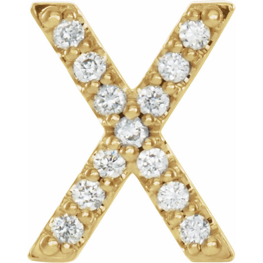14K Yellow .06 CTW Diamond Single Initial X Earring