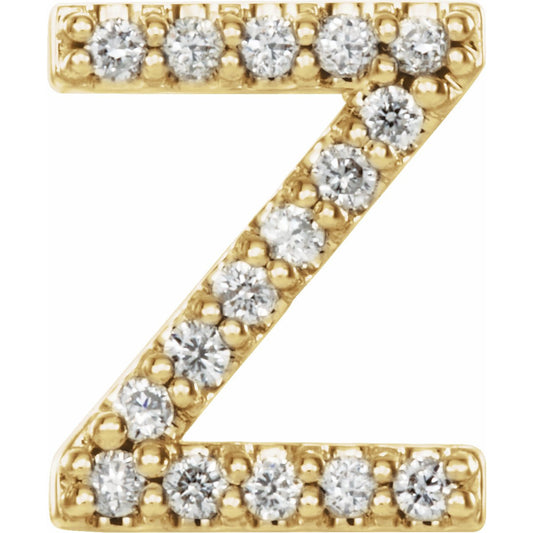 14K Yellow .06 CTW Diamond Single Initial Z Earring