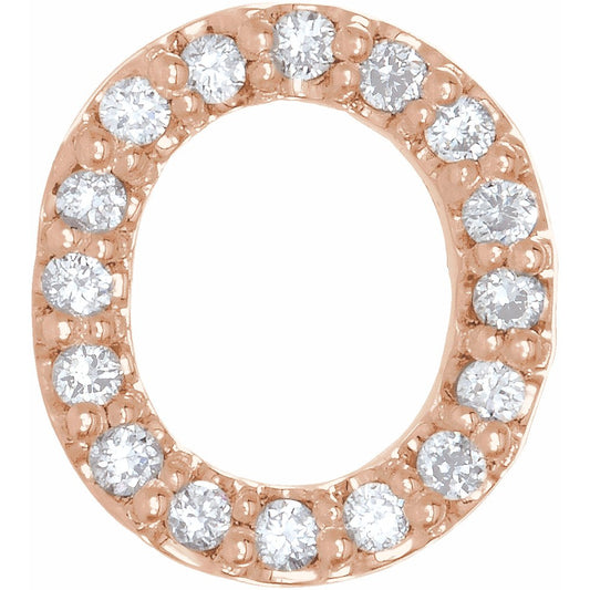 14K Rose .07 CTW Diamond Single Initial O Earring