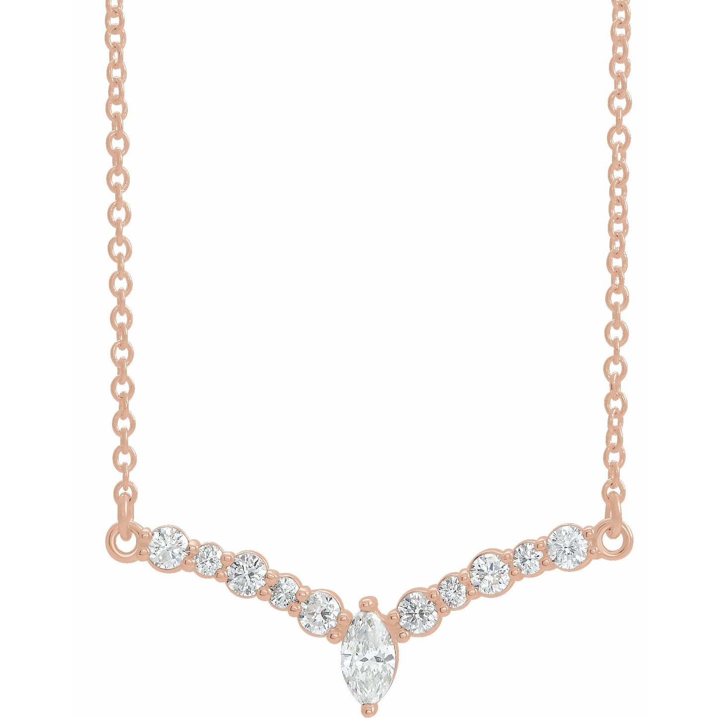 14K Rose 1/3 CTW Diamond 18 V Necklace