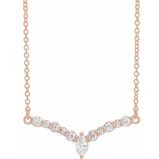 14K Rose 1/3 CTW Diamond 18 V Necklace