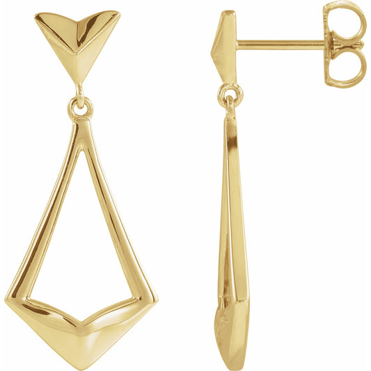 14K Yellow Geometric Dangle Earrings with Backs