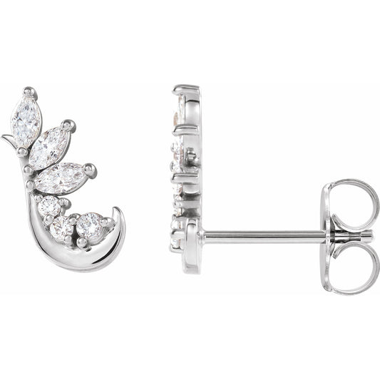 14K White 1/4 CTW Diamond Earring Climbers