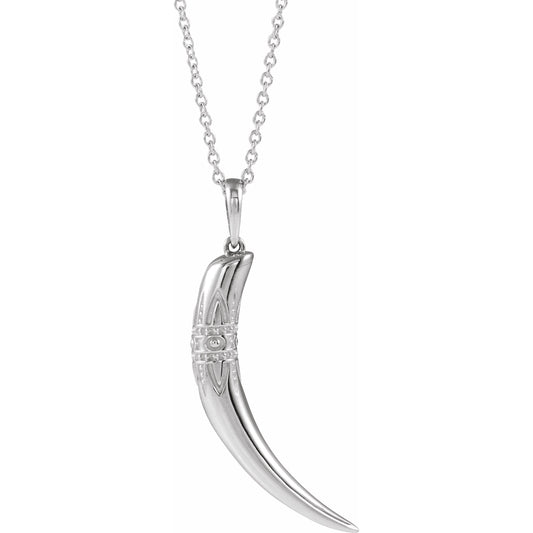 14K White 26.2x13.4 mm Tusk 16-18 Necklace