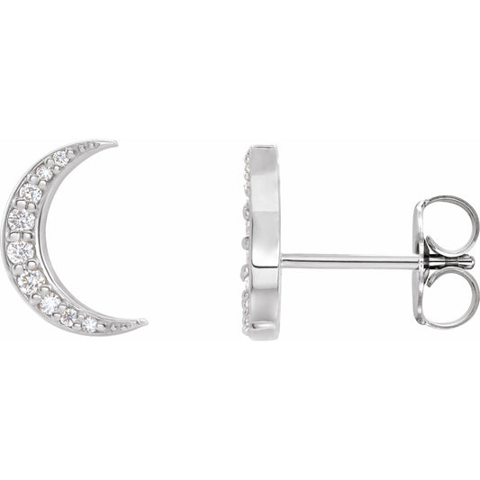 14K White 1/10 CTW Diamond Crescent Moon Earrings