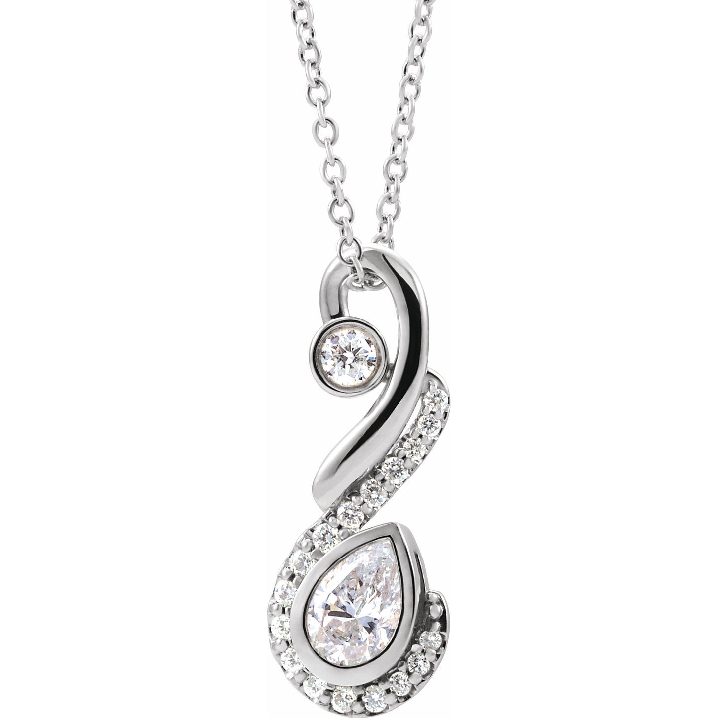 14K White 1/2 CTW Diamond Freeform 16-18 Necklace