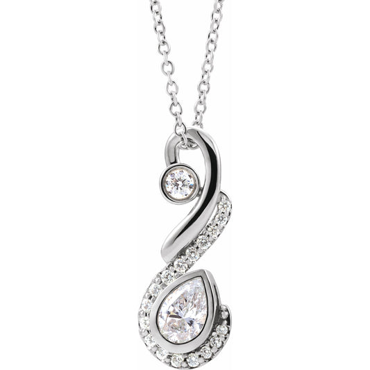 14K White 1/2 CTW Diamond Freeform 16-18 Necklace