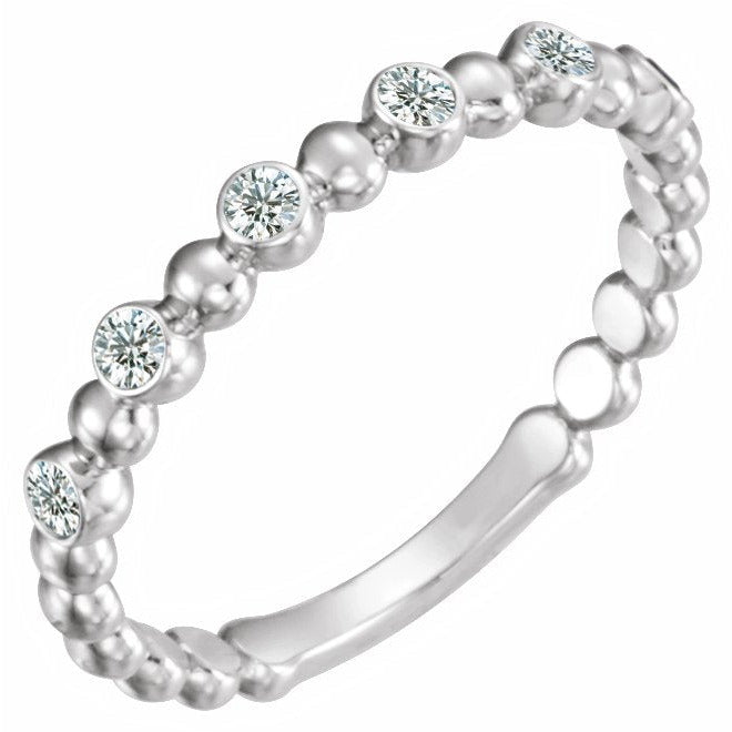 14K White 1/8 CTW Diamond Stackable Ring