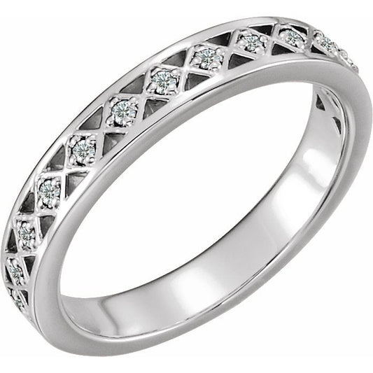 14K White 1/8 CTW Diamond Stackable Ring