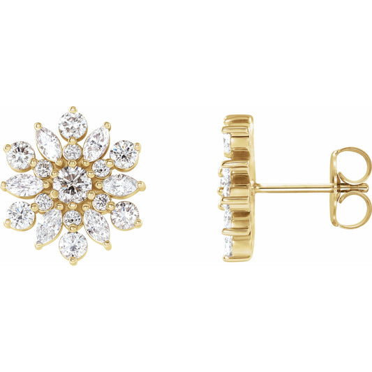 14K Yellow 1 CTW Diamond Earrings