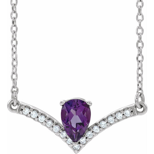 14K White Amethyst & .06 CTW Diamond 18 Necklace