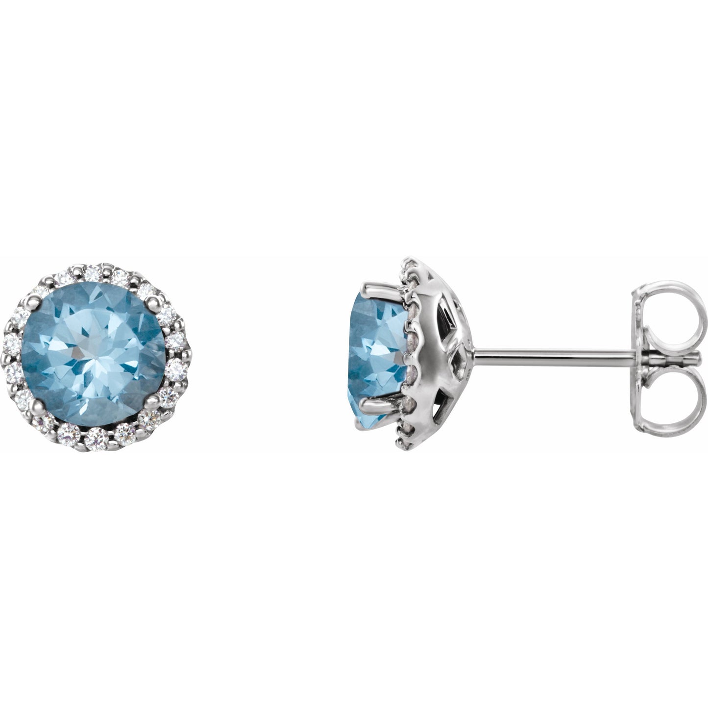 14K White Aquamarine & 1/10 CTW Diamond Earrings