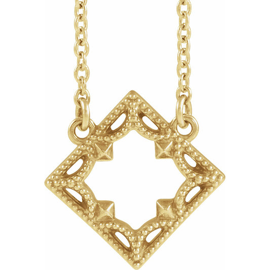 14K Yellow Vintage-Inspired Geometric 18 Necklace