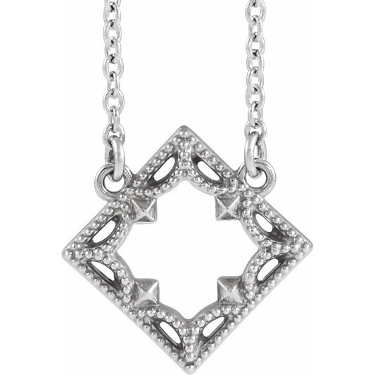 14K White Vintage-Inspired Geometric 18 Necklace