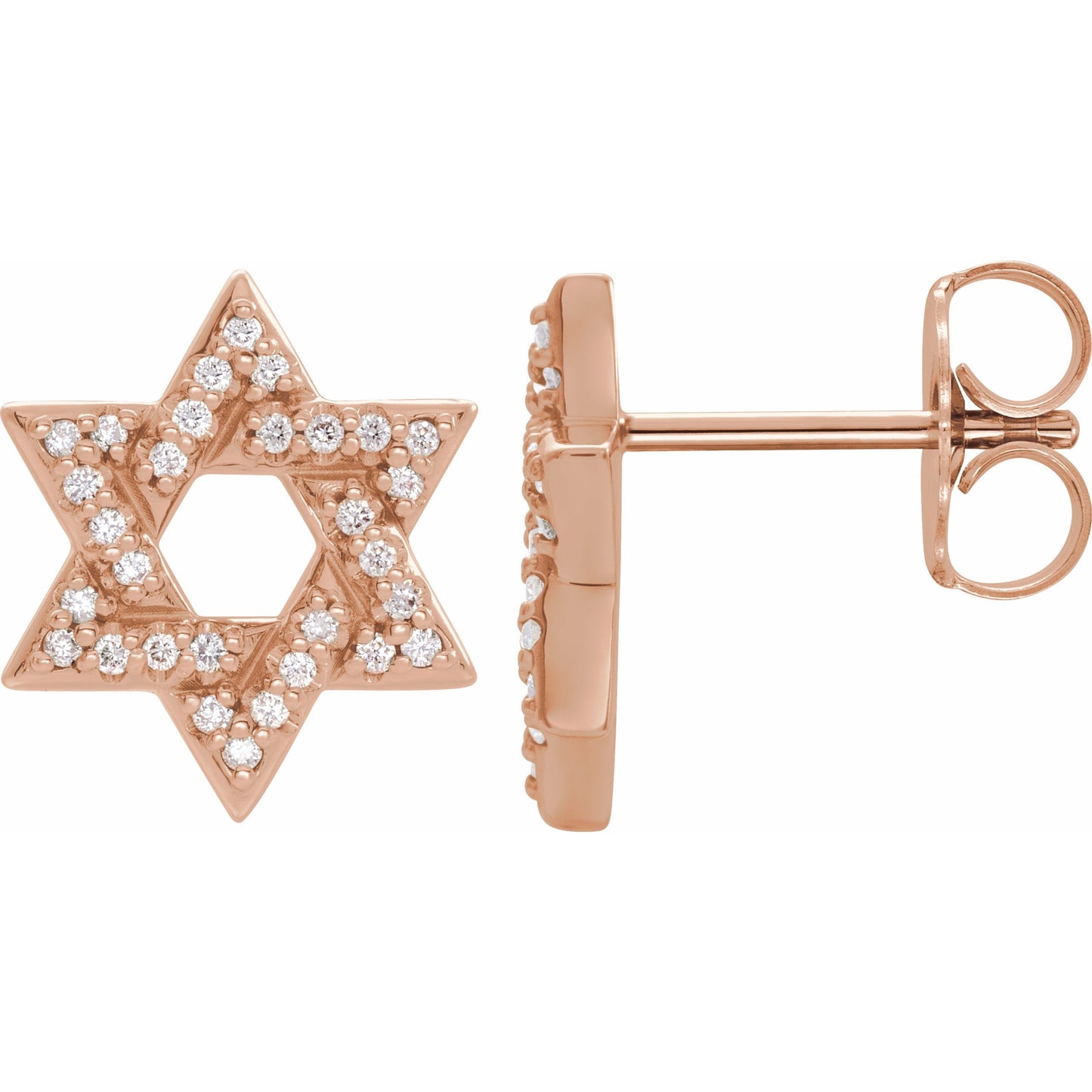 14K Rose 1/8 CTW Diamond Star of David Earrings