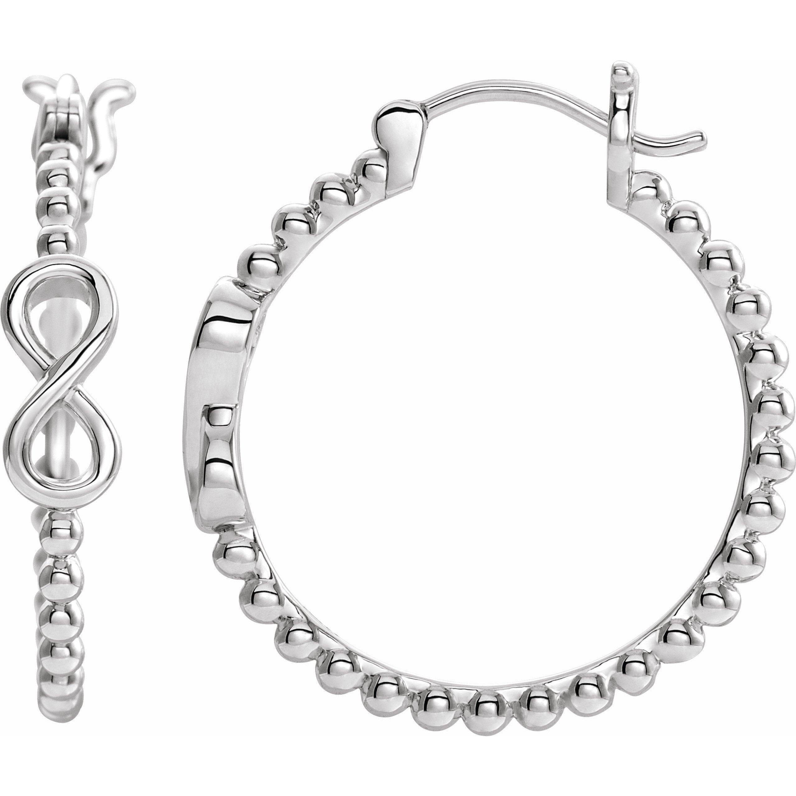 14K White Hoop Earrings sale with Bead