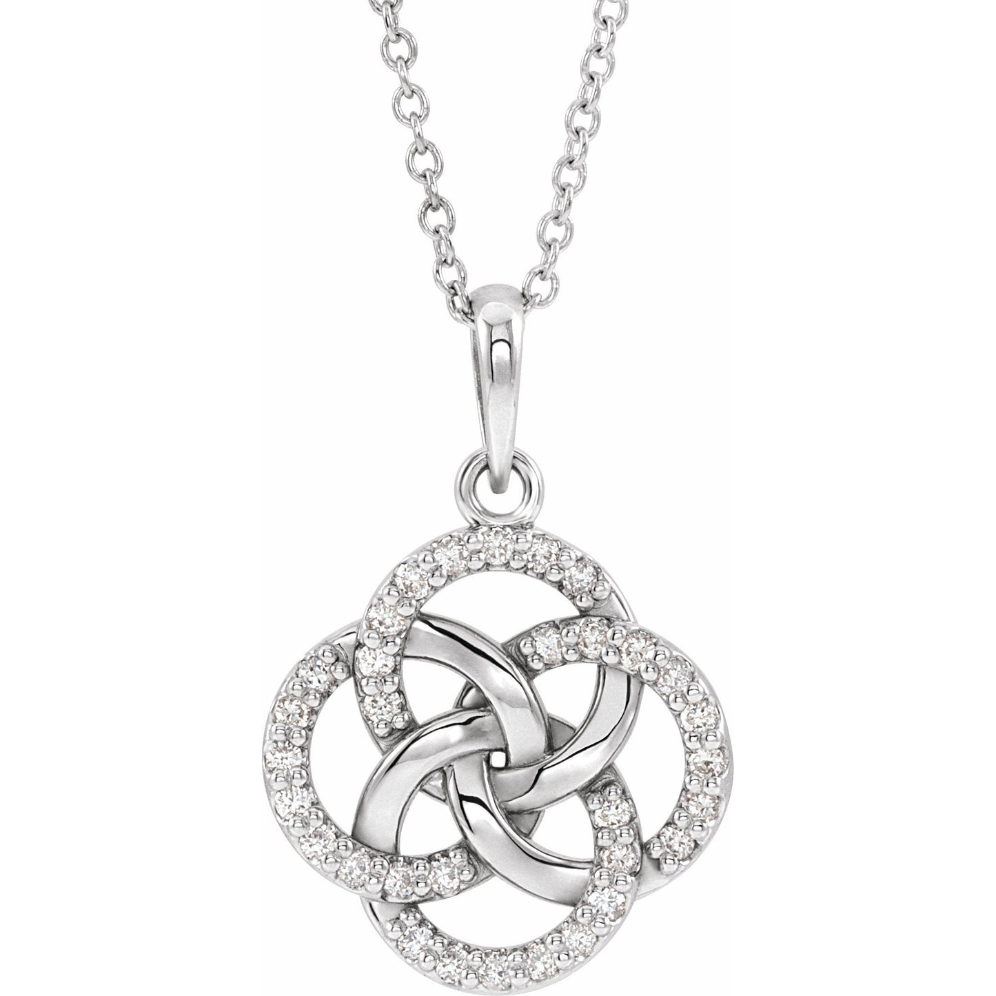 14K White 1/8 CTW Diamond Five-Fold Celtic Necklace
