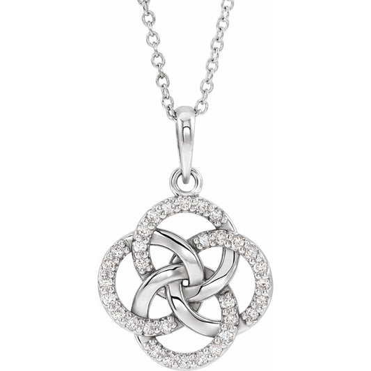 14K White 1/8 CTW Diamond Five-Fold Celtic Necklace