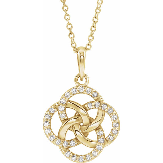 14K Yellow 1/8 CTW Diamond Five-Fold Celtic Necklace
