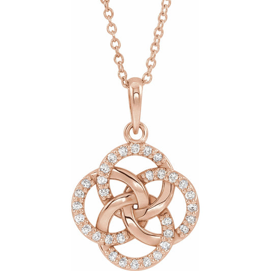 14K Rose 1/8 CTW Diamond Five-Fold Celtic Necklace