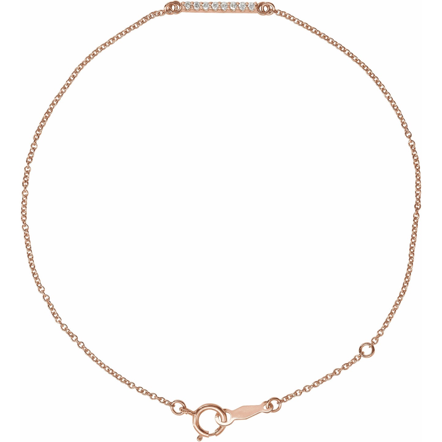 14K Rose .07 CTW Diamond Bar 6 1/2-71/2 Bracelet
