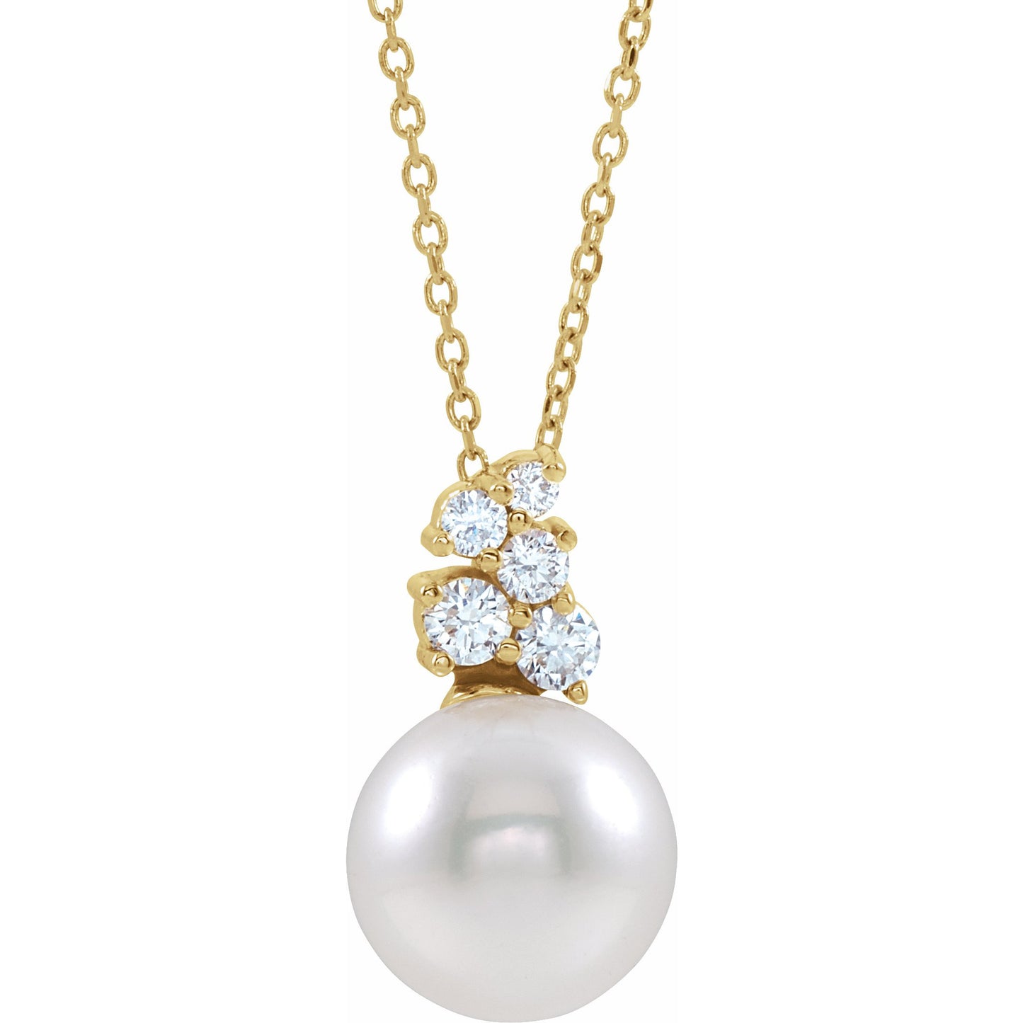 14K Yellow Freshwater Cultured Pearl & 1/4 CTW Diamond 16-18 Necklace