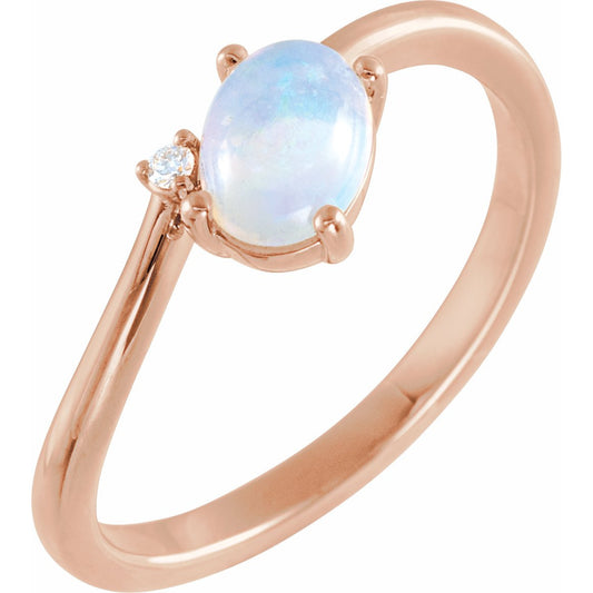 14K Rose Ethiopian Opal & .015 CT Diamond Bypass Ring