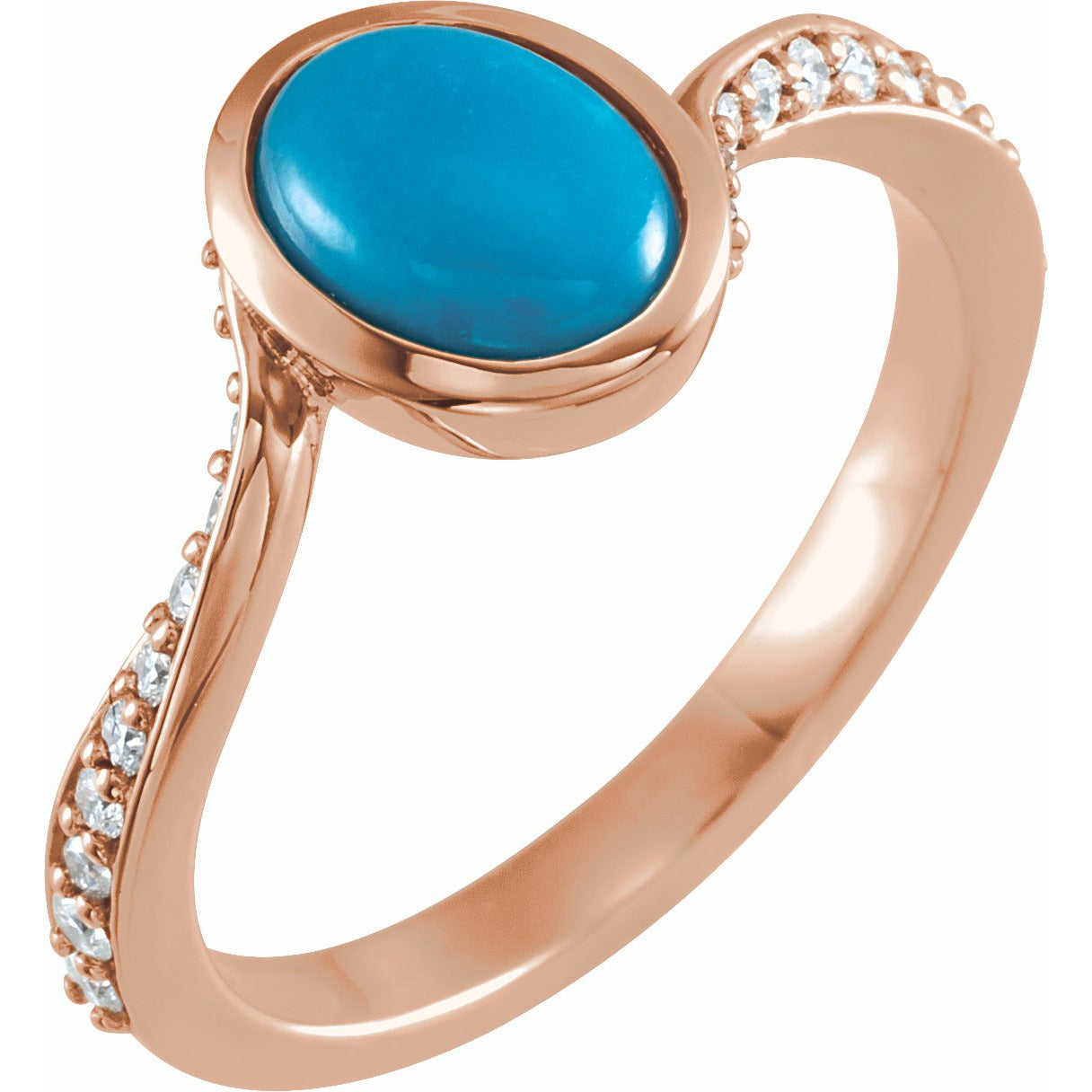 14K Rose Turquoise & 1/5 CTW Diamond Ring