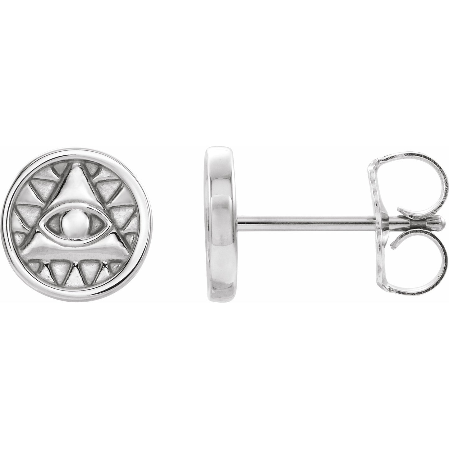 14K White Eye of Providence Earrings