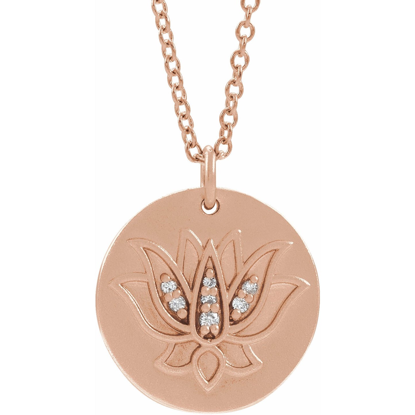 14K Rose .025 CTW Diamond Lotus 16-18 Necklace