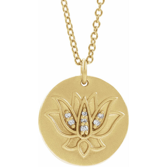 14K Yellow .025 CTW Diamond Lotus 16-18 Necklace