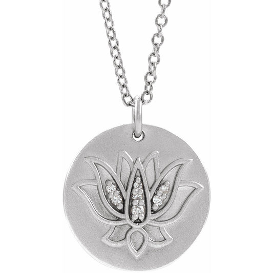 14K White .025 CTW Diamond Lotus 16-18 Necklace
