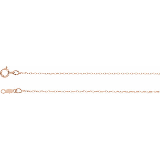 14K Rose .75 mm Rope 7 Chain