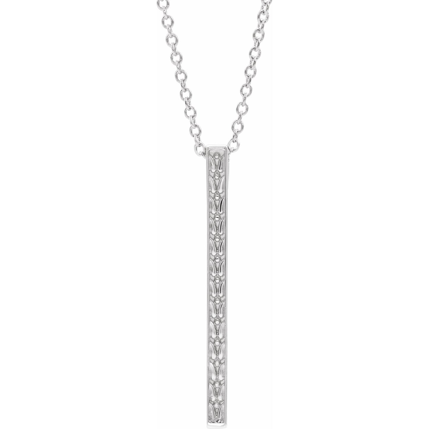 14K White Sculptural-Inspired Bar 16-18 Necklace