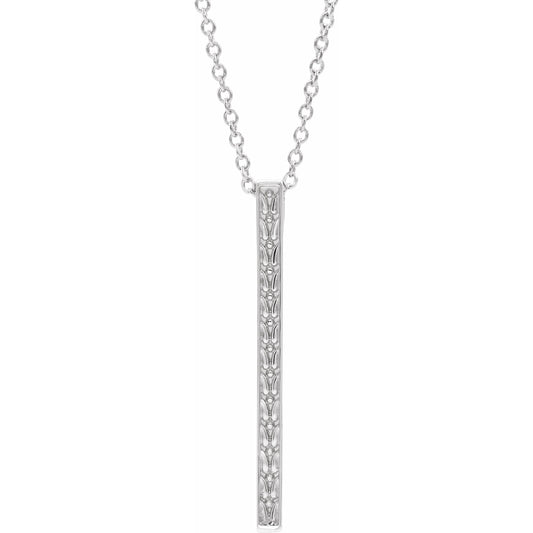 14K White Sculptural-Inspired Bar 16-18 Necklace