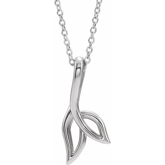 14K White Freeform 16-18 Leaf Necklace