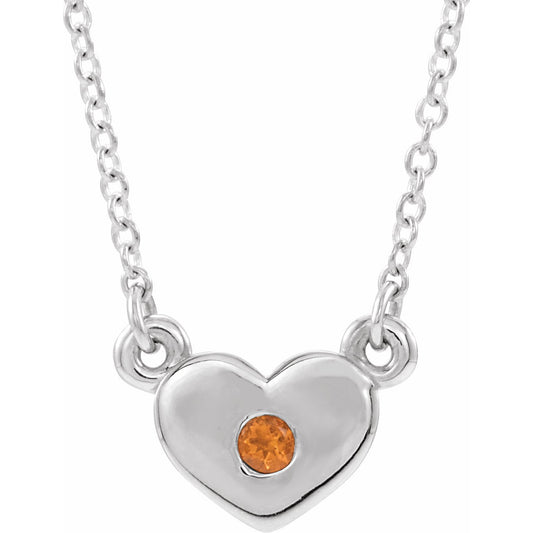 14K White Citrine Heart 16 Necklace