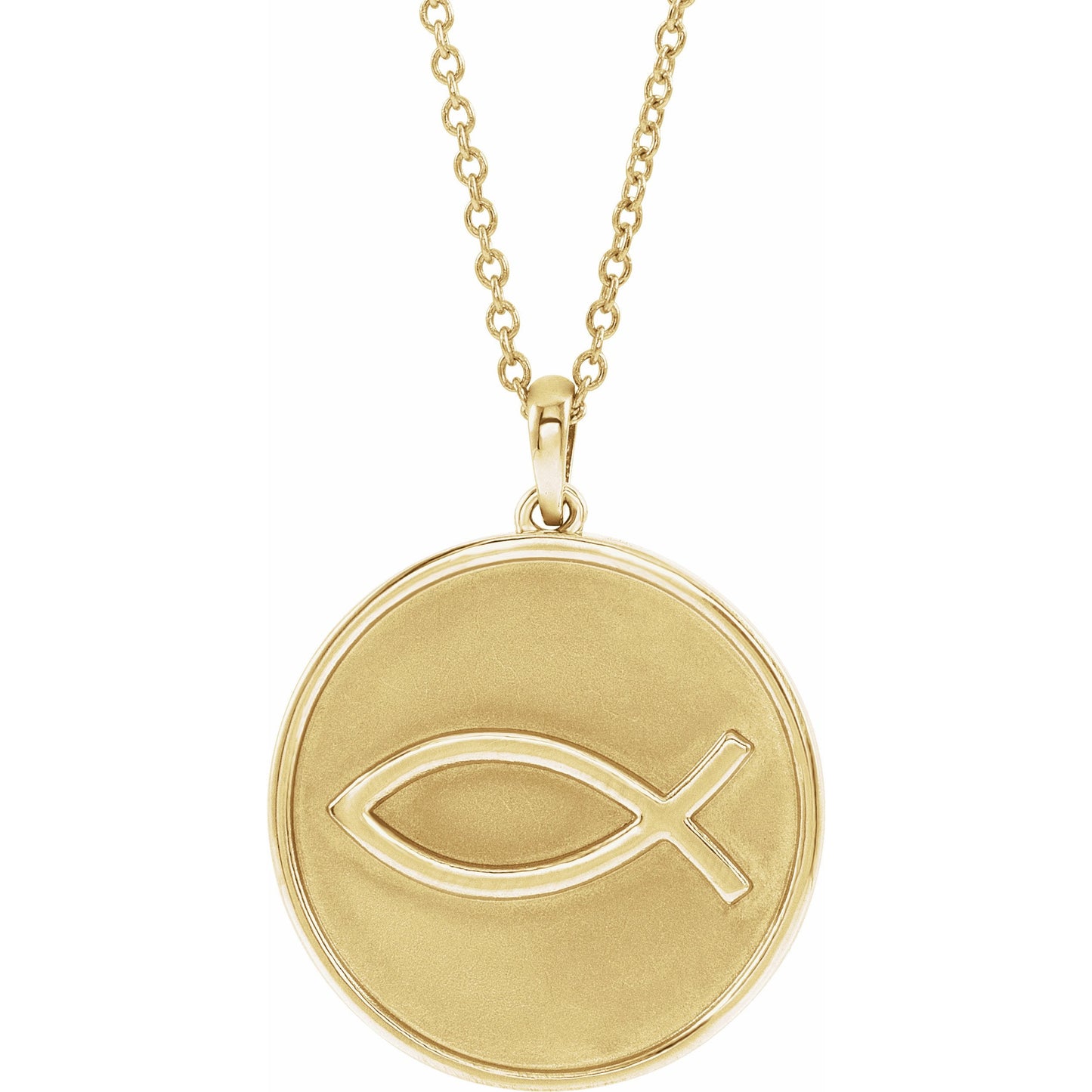 14K Yellow 20.3x18.4 mm Ichthus (Fish) 16-18 Necklace