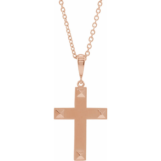 14K Rose Cross 18 Necklace