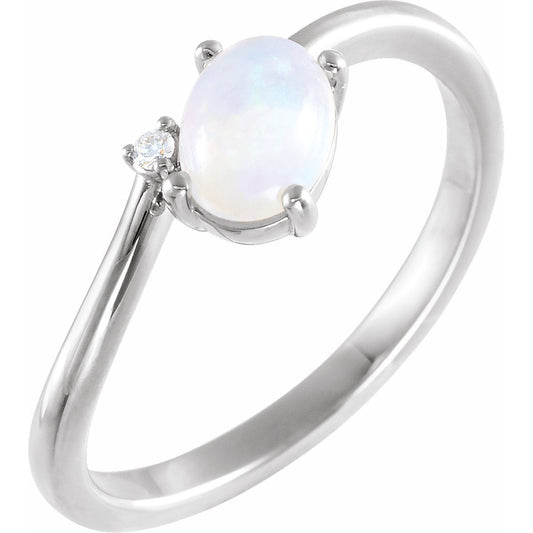14K White Ethiopian Opal & .015 CT Diamond Bypass Ring