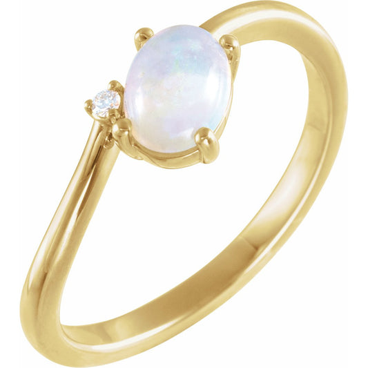 14K Yellow Ethiopian Opal & .015 CT Diamond Bypass Ring