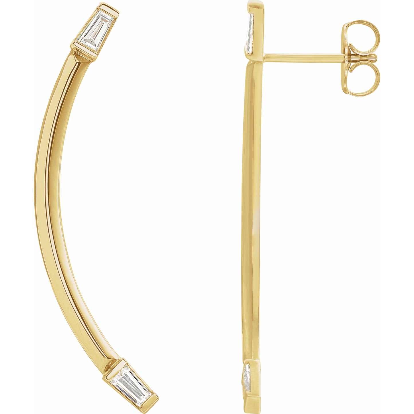14K Yellow 1/4 CTW Diamond Curved Bar Earrings