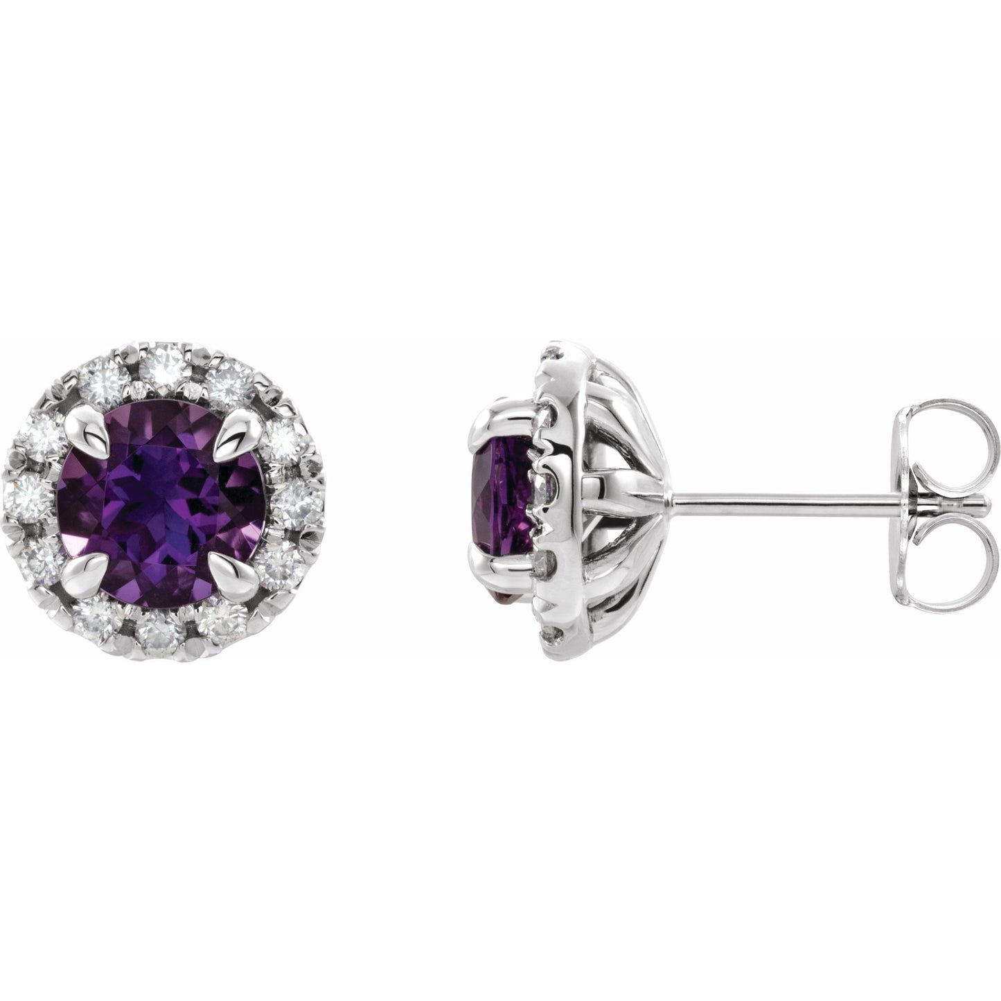14K White Amethyst & 1/3 CTW Diamond Earrings