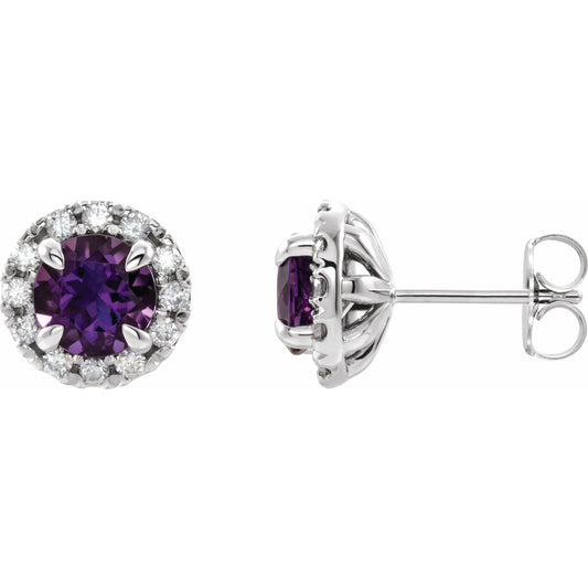 14K White Amethyst & 1/3 CTW Diamond Earrings
