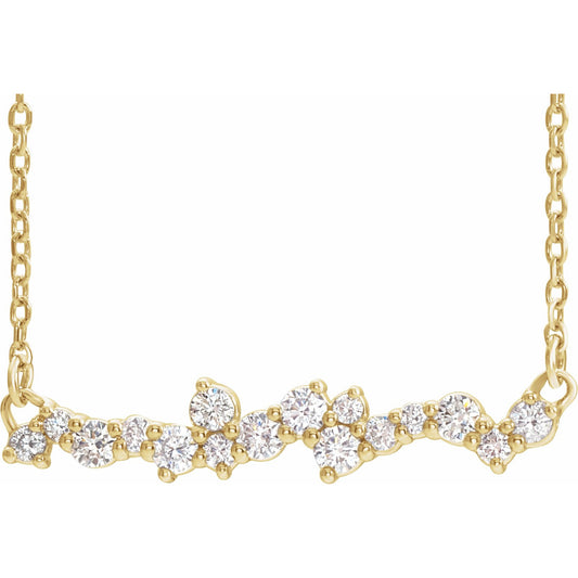 14K Yellow 1/3 CTW Diamond Scattered Bar 18 Necklace