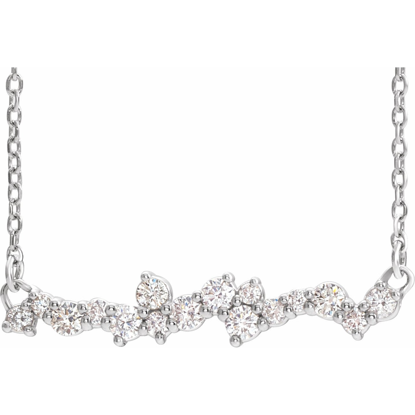 14K White 1/3 CTW Diamond Scattered Bar 18 Necklace
