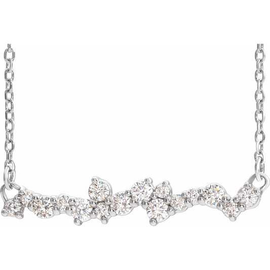 14K White 1/3 CTW Diamond Scattered Bar 18 Necklace
